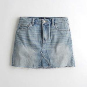 Hollister High Rise Denim Mini Skirt Light Distressed Wash size 3